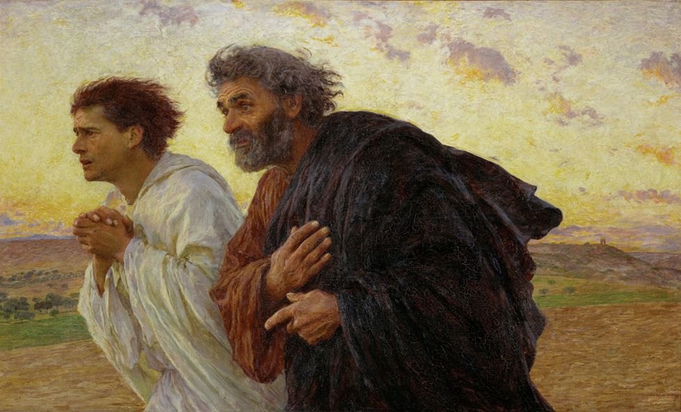 The Disciples Peter and John Running to the Sepulchre on the Morning of the Resurrection by Eugène Burnand