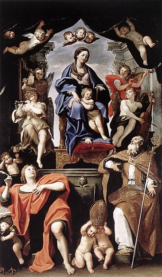 Madonna and Child with St Petronius and St John the Evangelist by Domenichino