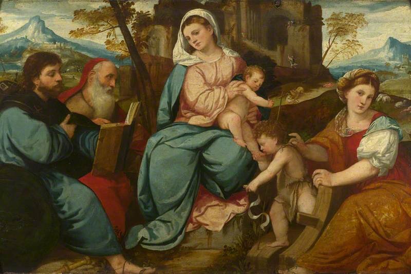 The Madonna and Child with Saints James the Greater, Jerome, the Infant Baptist and Catherine of Alexandria by Bonifazio Veronese