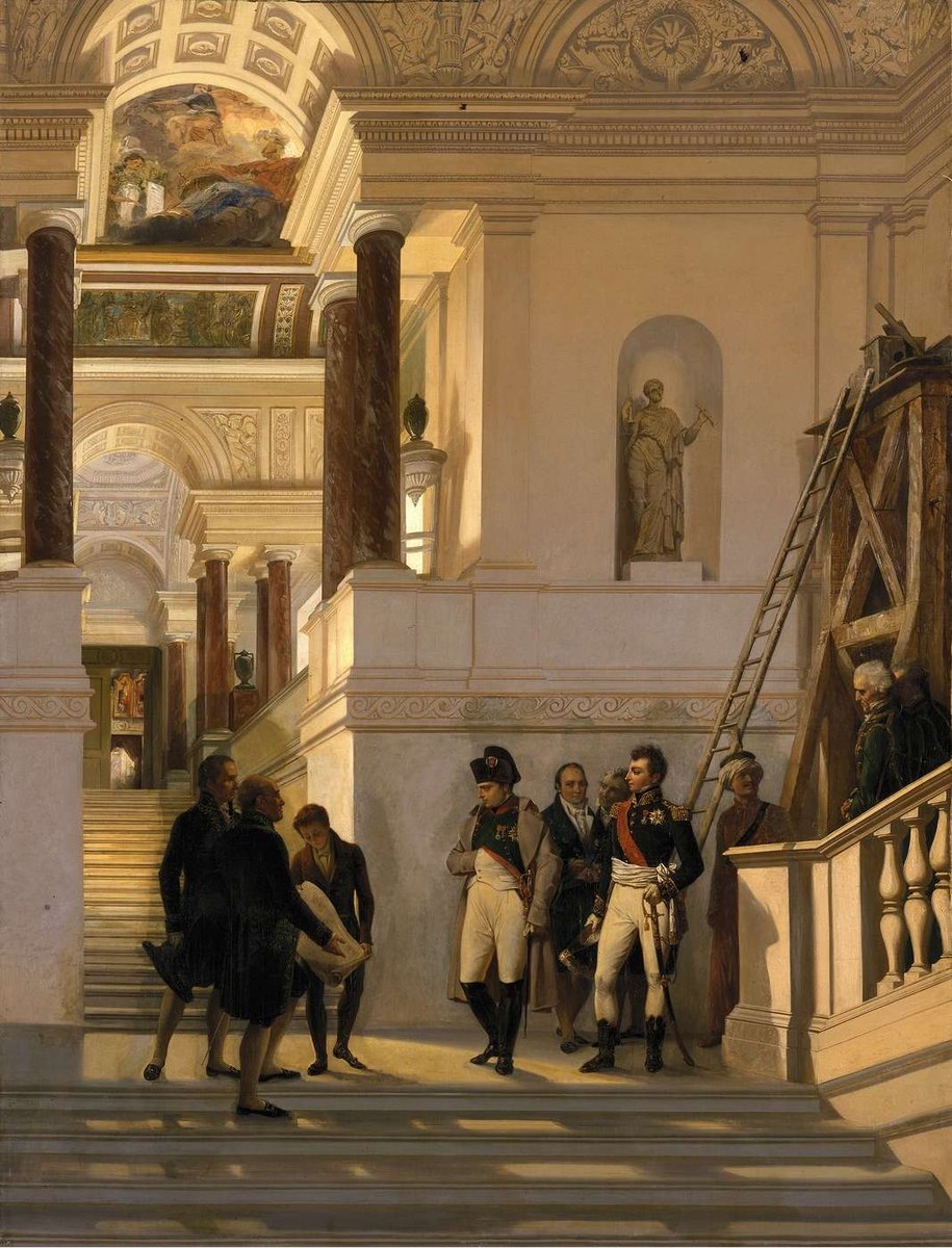 Napoléon Ier visitant l'escalier du musée du Louvre by Auguste Couder