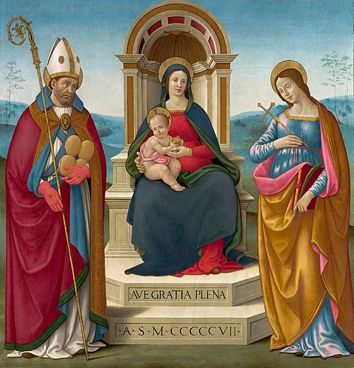 Madonna and Child with St Justus of Volterra and St Margaret of Antioch by Bastiano Mainardi