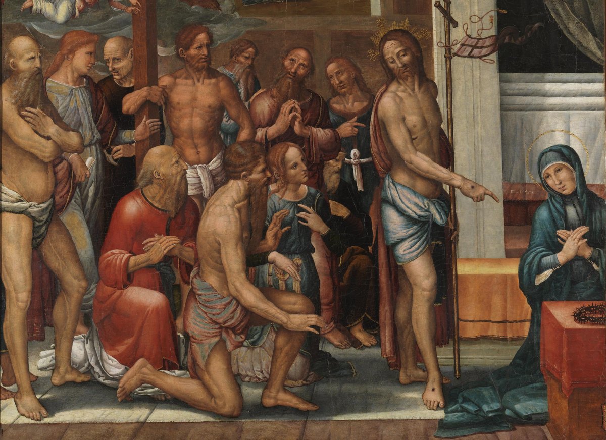 Christ Presents the Redeemed From Limbo to the Virgin by Fernando Yáñez de la Almedina by Fernando Yáñez de la Almedina 