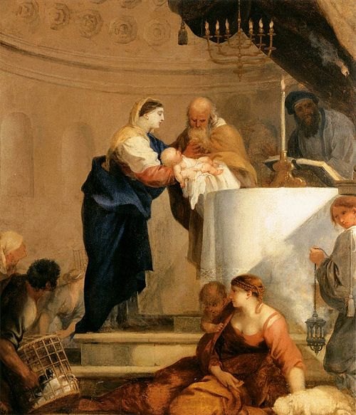 Presentation of Child Jesus in the Temple to Simeon by Sébastien Bourdon