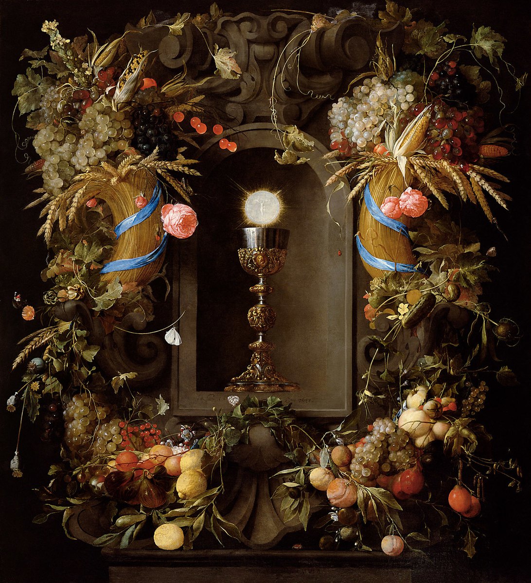 Chalice and Host in a Niche, within a Cartouche of Roses and Fruit by Jan Davidsz de Heem